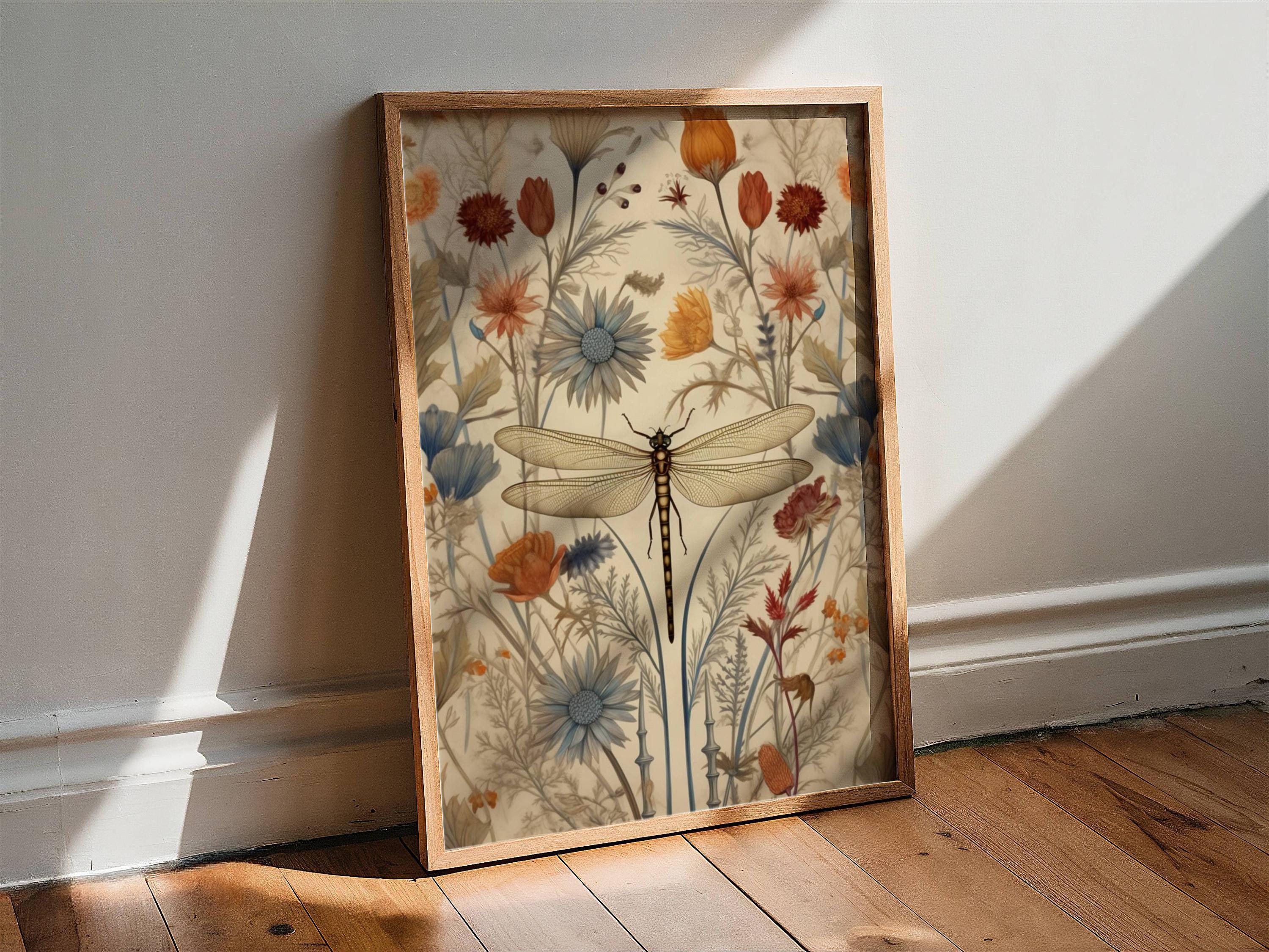 Dragonfly Wall Art, Dragonfly Print, William Morris, Aesthetic Wall Decor, Floral Prints, Artful Art, Floral Poster, Dragonfly Gifts For Her