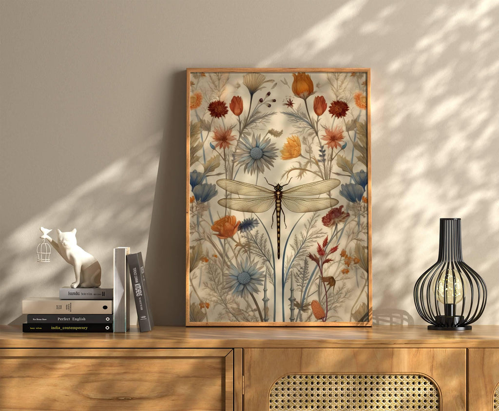 Dragonfly Wall Art, Dragonfly Print, William Morris, Aesthetic Wall Decor, Floral Prints, Artful Art, Floral Poster, Dragonfly Gifts For Her