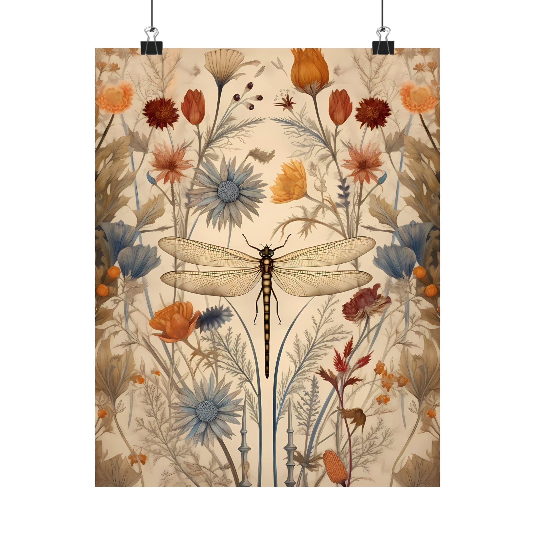 Dragonfly Wall Art, Dragonfly Print, William Morris, Aesthetic Wall Decor, Floral Prints, Artful Art, Floral Poster, Dragonfly Gifts For Her
