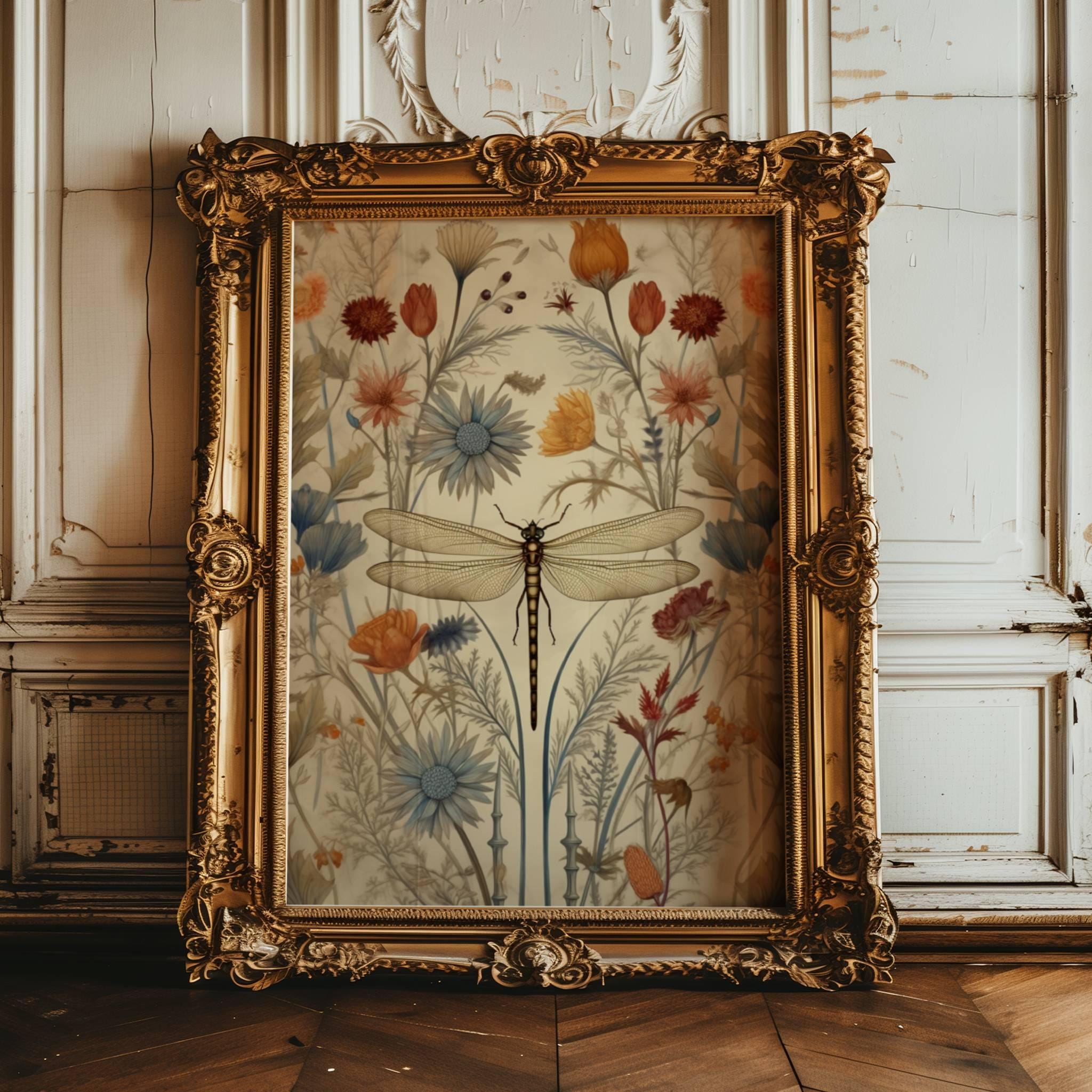 Dragonfly Wall Art, Dragonfly Print, William Morris, Aesthetic Wall Decor, Floral Prints, Artful Art, Floral Poster, Dragonfly Gifts For Her