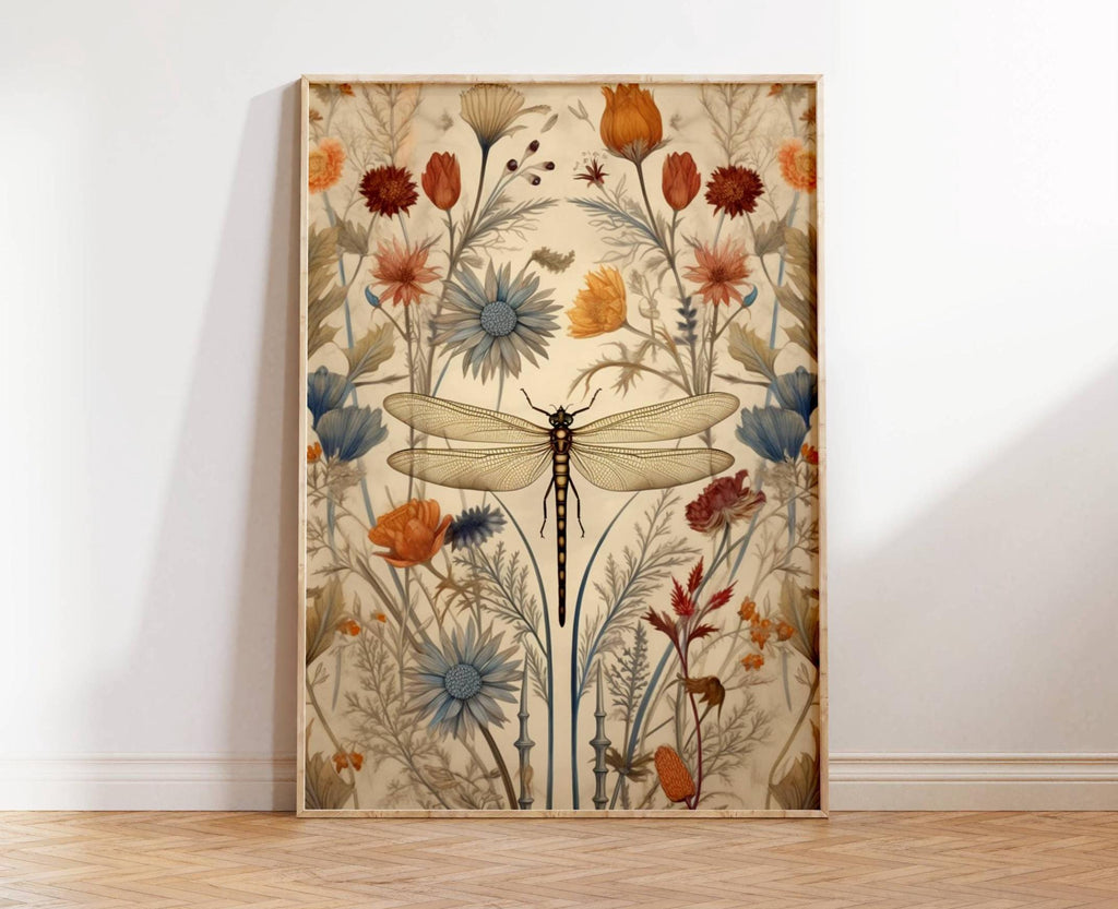 Dragonfly Wall Art, Dragonfly Print, William Morris, Aesthetic Wall Decor, Floral Prints, Artful Art, Floral Poster, Dragonfly Gifts For Her