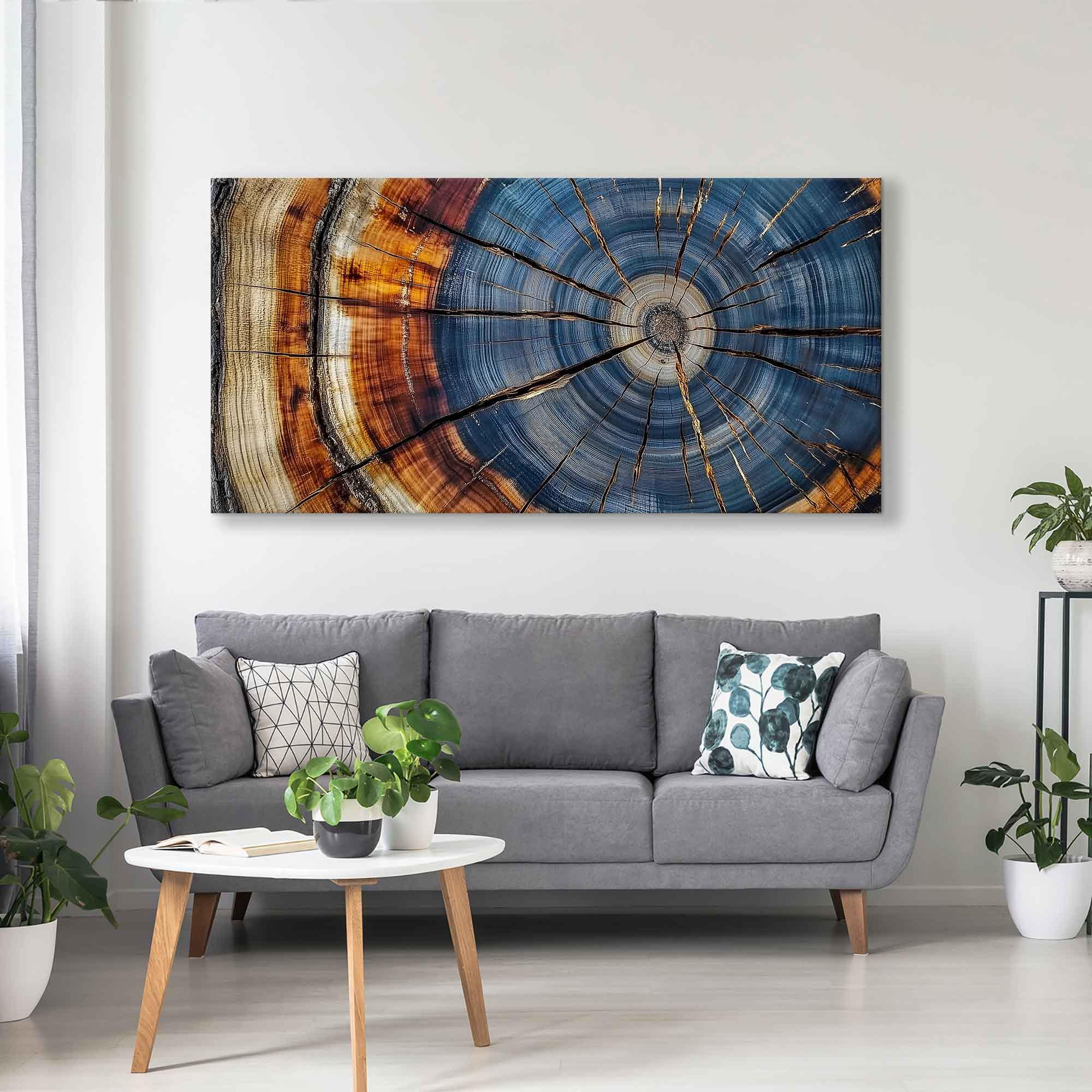Colorful Tree Rings Canvas Print - Elegant Natural Wall Art - Great Design Solution For Echo Reduction