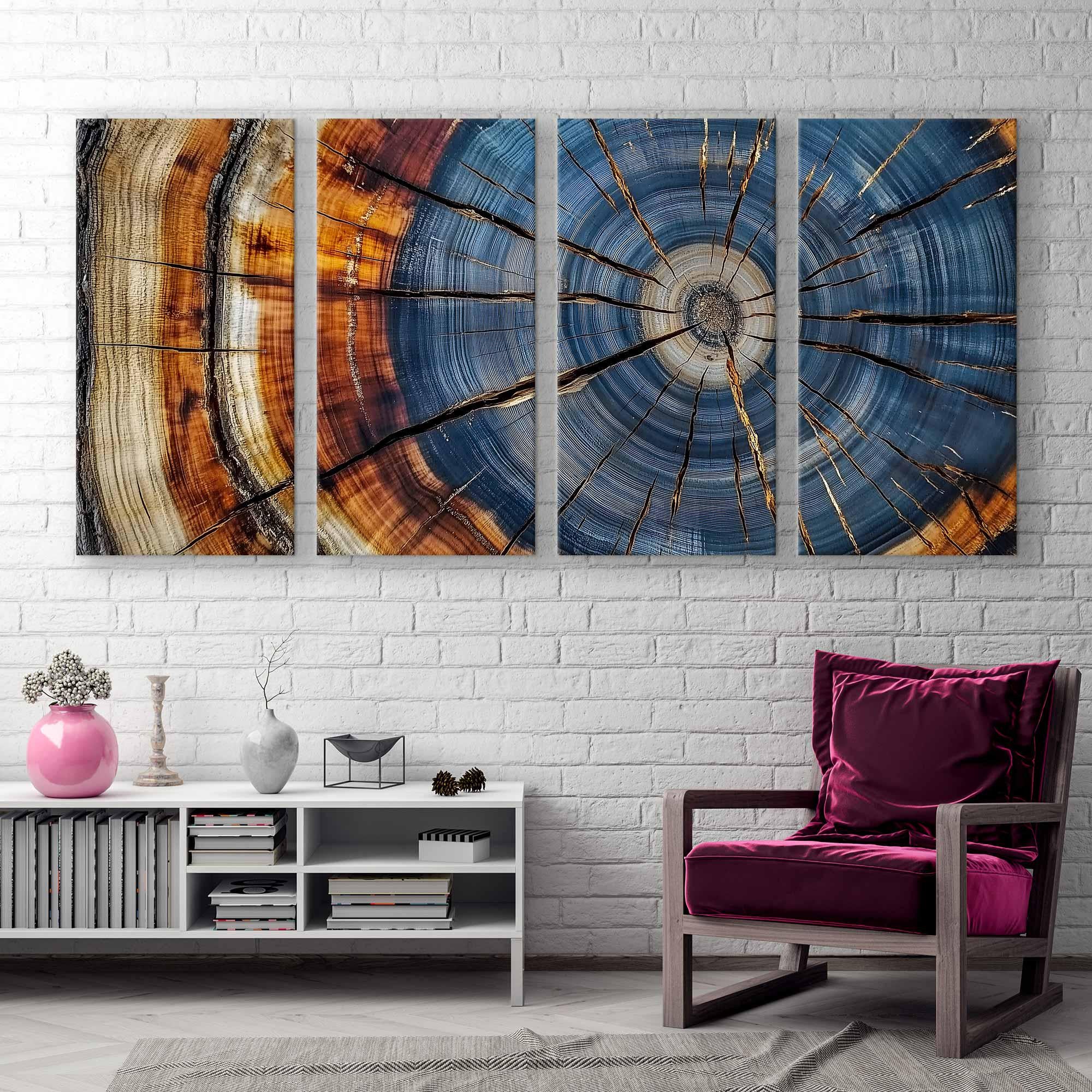 Colorful Tree Rings Canvas Print - Elegant Natural Wall Art - Great Design Solution For Echo Reduction