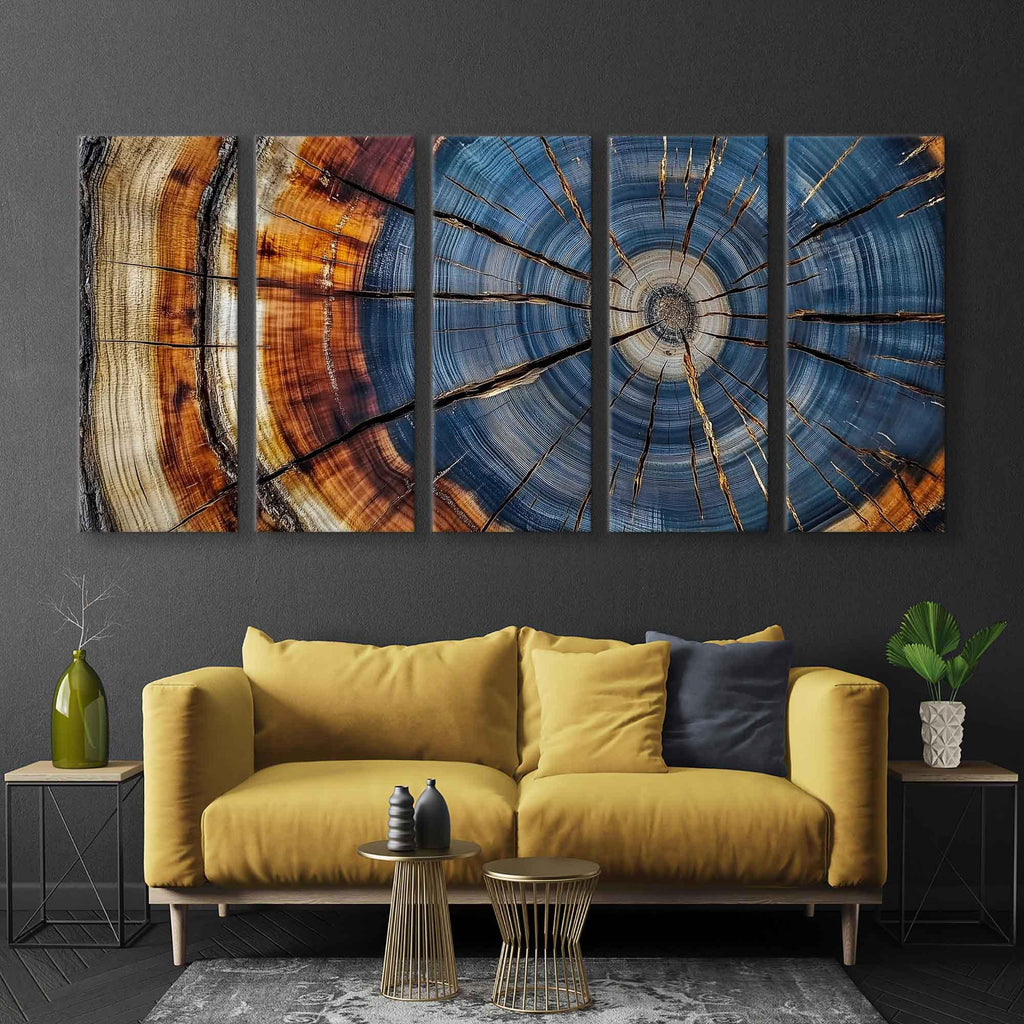 Colorful Tree Rings Canvas Print - Elegant Natural Wall Art - Great Design Solution For Echo Reduction