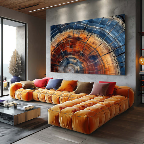 Canvas Print Stretched Canvas , Tree Ring Framed 01 Horizontally Wall Art Decor Wall Hanging Vintage Contemporary Art