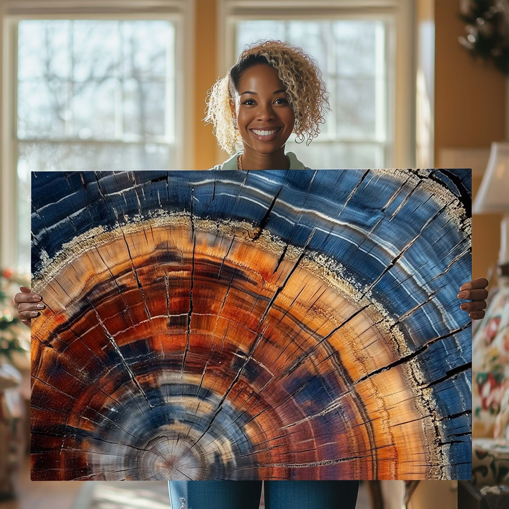 Canvas Print Stretched Canvas , Tree Ring Framed 01 Horizontally Wall Art Decor Wall Hanging Vintage Contemporary Art