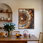 Morden Abstract Tree Rings Wall Art, Scandinavian Wood Rings Print, Nordic Woodcut Tree Rings Painting,  Abstract Neutral Boho Print