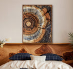 Morden Abstract Tree Rings Wall Art, Scandinavian Wood Rings Print, Nordic Woodcut Tree Rings Painting,  Abstract Neutral Boho Print