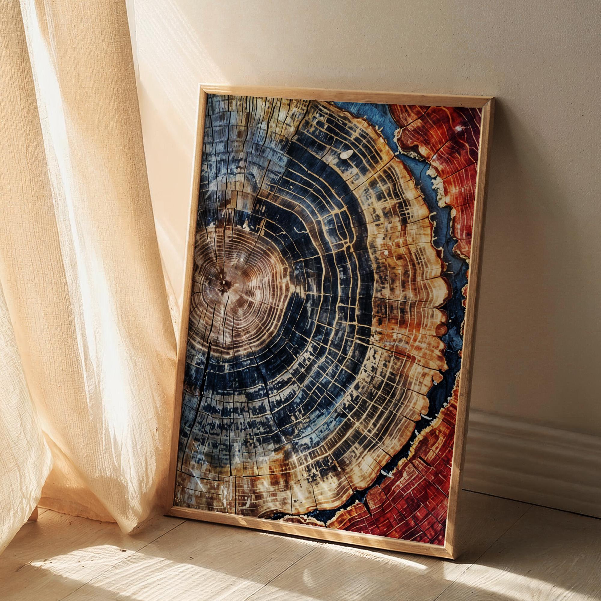 Tree Ring Framed Wall Art, Colorful Tree Ring Wall Decor, Minimalist Art, Modern Living Room Framed Print,  Office Wall Decor, Wall Art