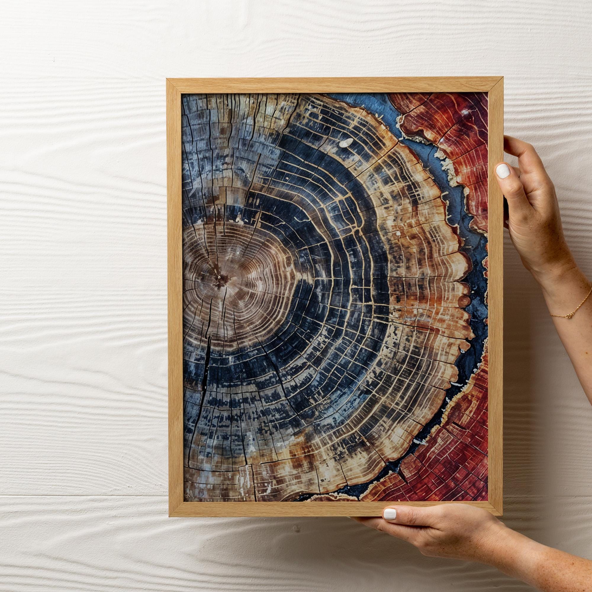 Tree Ring Framed Wall Art, Colorful Tree Ring Wall Decor, Minimalist Art, Modern Living Room Framed Print,  Office Wall Decor, Wall Art