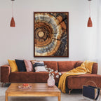 Morden Abstract Tree Rings Wall Art, Scandinavian Wood Rings Print, Nordic Woodcut Tree Rings Painting,  Abstract Neutral Boho Print