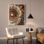 Morden Abstract Tree Rings Wall Art, Scandinavian Wood Rings Print, Nordic Woodcut Tree Rings Painting,  Abstract Neutral Boho Print