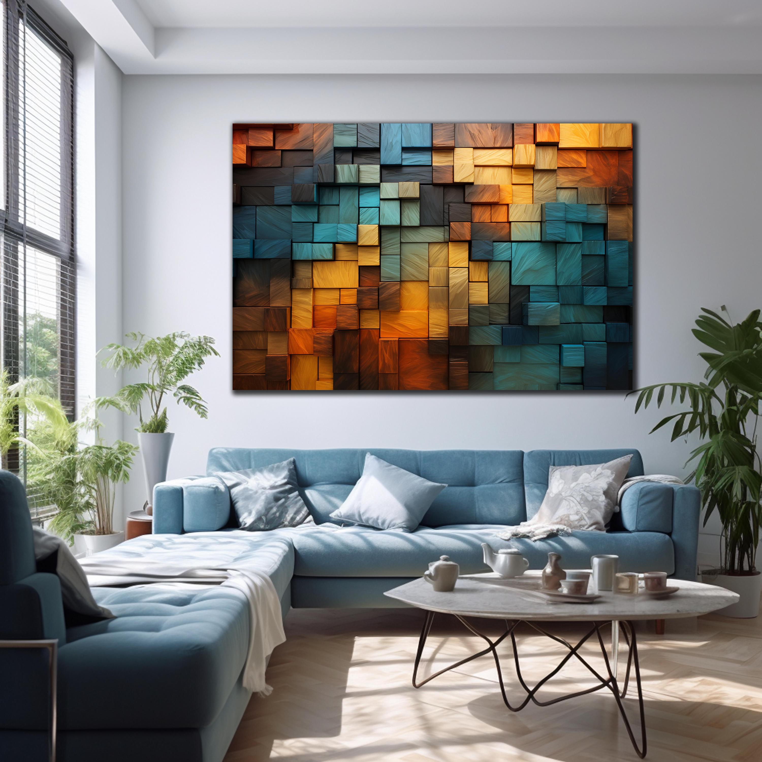 Modern Tempered Glass Wall Art – Large Abstract Geometric Home Decor – Custom Glass Art For Living Room & Office