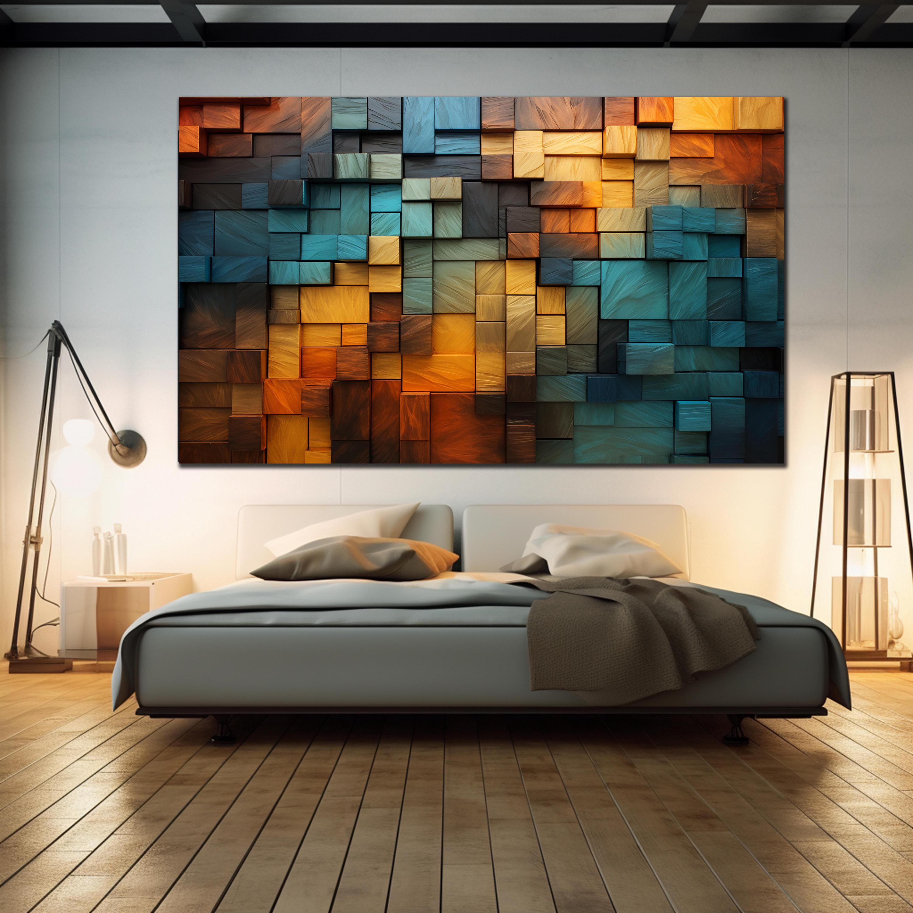 Modern Tempered Glass Wall Art – Large Abstract Geometric Home Decor – Custom Glass Art For Living Room & Office