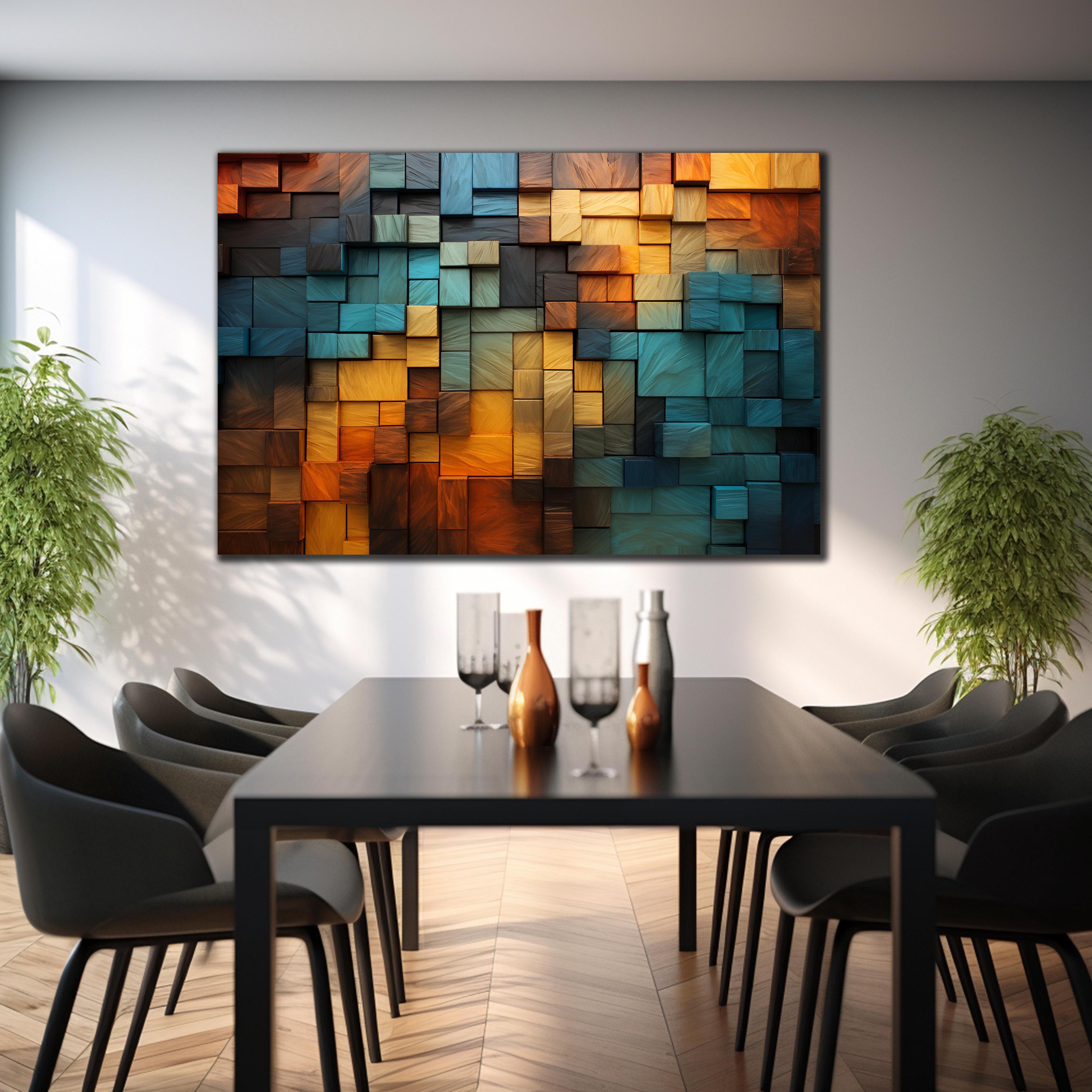 Modern Tempered Glass Wall Art – Large Abstract Geometric Home Decor – Custom Glass Art For Living Room & Office