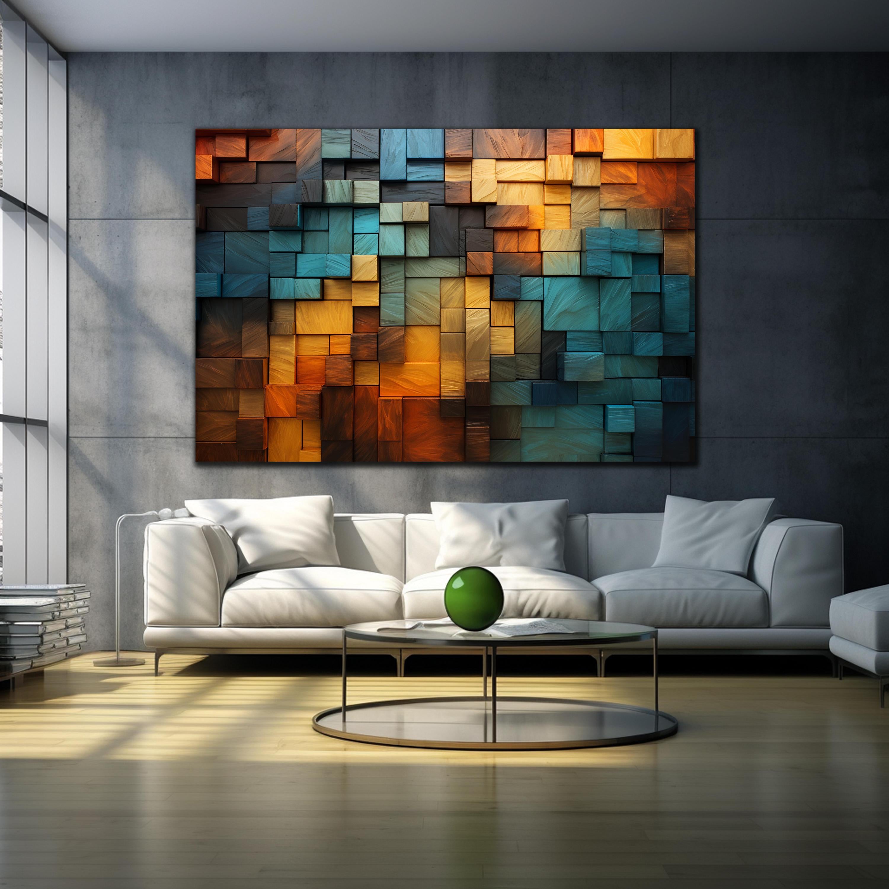 Modern Tempered Glass Wall Art – Large Abstract Geometric Home Decor – Custom Glass Art For Living Room & Office