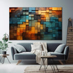 Modern Tempered Glass Wall Art – Large Abstract Geometric Home Decor – Custom Glass Art For Living Room & Office