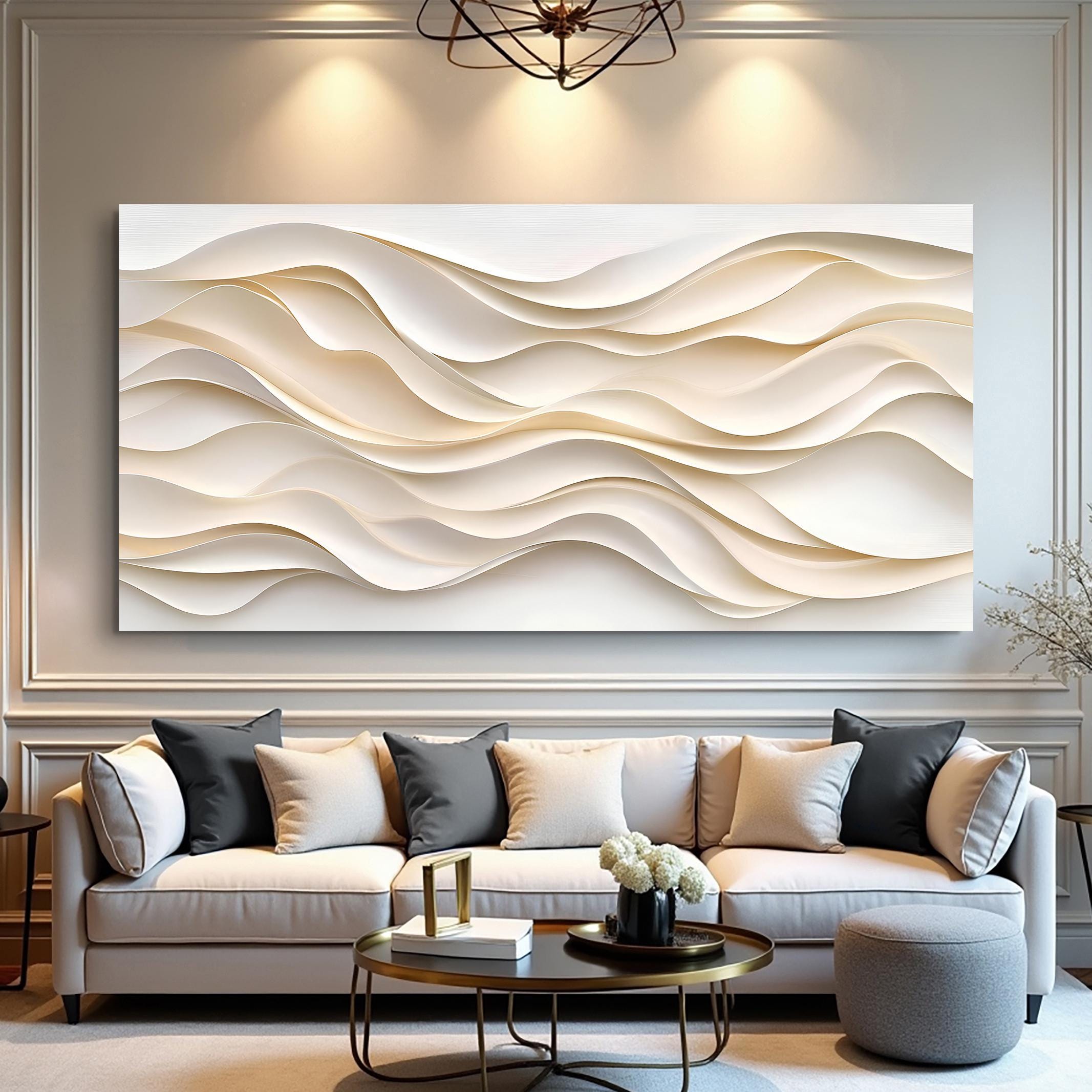 Minimalist Wall Art | Modern Wave Canvas Wall Art | Contemporary Home Art | Living Room Wall Decor | Large Office Or Living Room Home Décor
