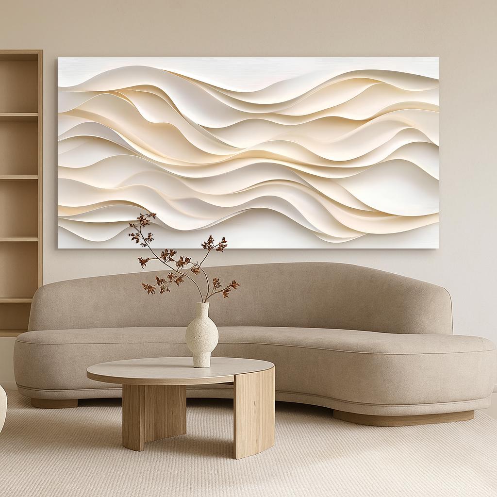 Minimalist Wall Art | Modern Wave Canvas Wall Art | Contemporary Home Art | Living Room Wall Decor | Large Office Or Living Room Home Décor