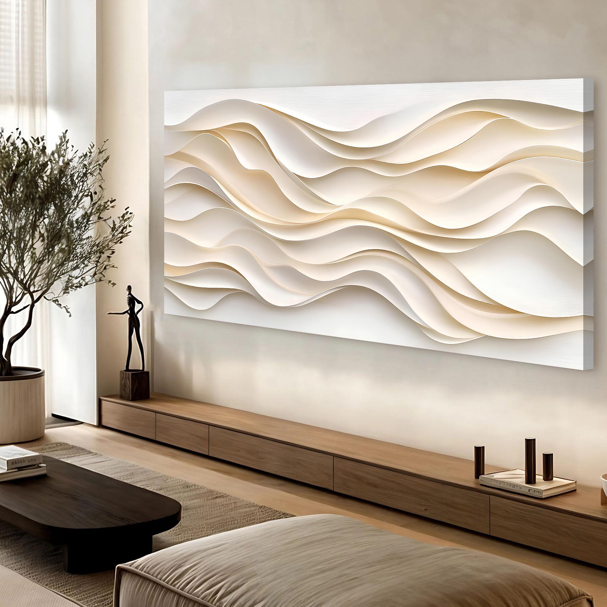 Minimalist Wall Art | Modern Wave Canvas Wall Art | Contemporary Home Art | Living Room Wall Decor | Large Office Or Living Room Home Décor