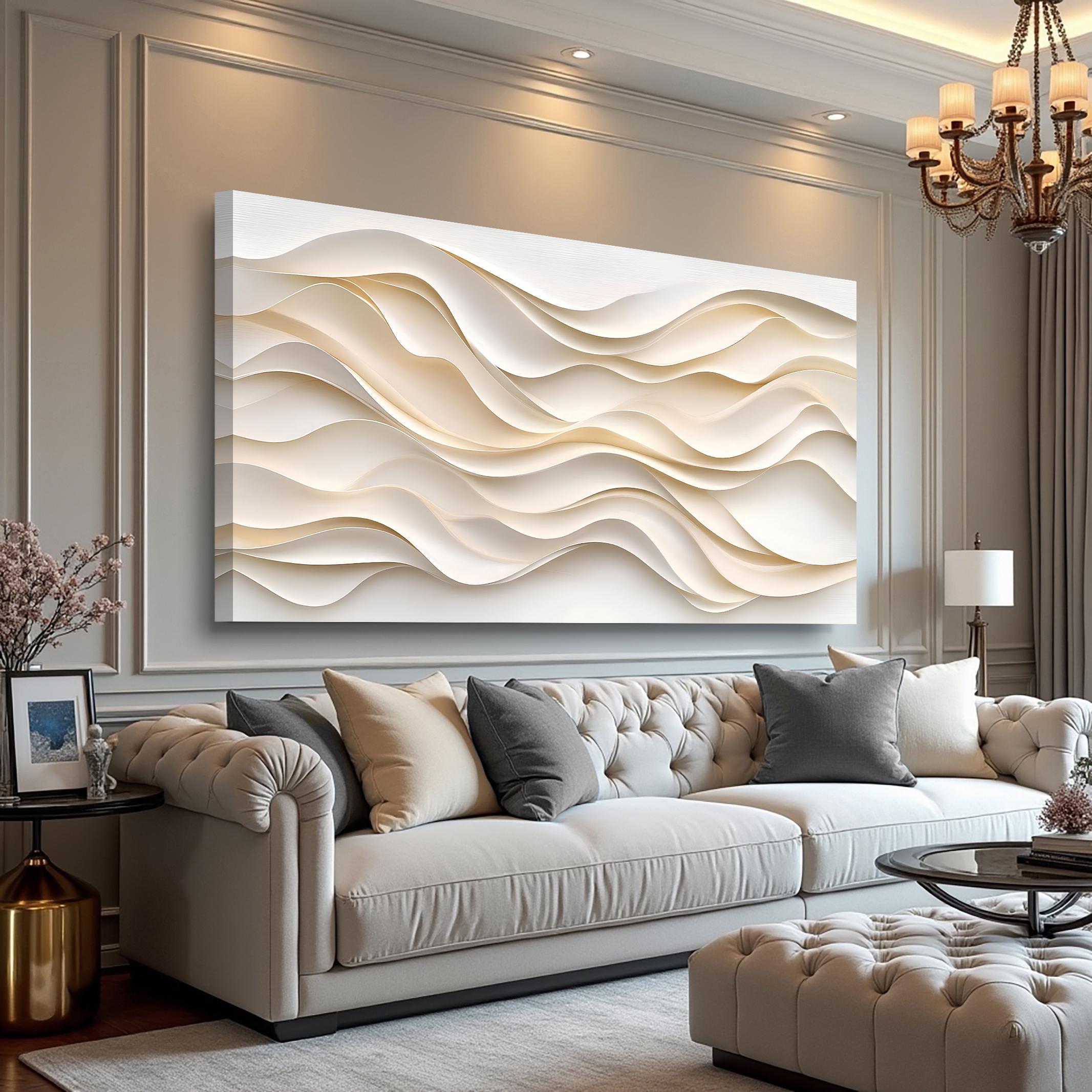 Minimalist Wall Art | Modern Wave Canvas Wall Art | Contemporary Home Art | Living Room Wall Decor | Large Office Or Living Room Home Décor