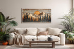 Rustic Mountain Sunrise Canvas Wall Art, Woodland Pines Landscape, Home Decor, Wooden Wall Art, Cabin Style Decoration
