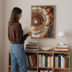 Morden Abstract Tree Rings Wall Art, Scandinavian Wood Rings Print, Nordic Woodcut Tree Rings Painting,  Abstract Neutral Boho Print