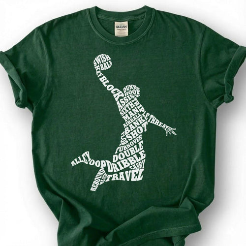 Basketball Player Word Art Shirt, Basketball Typography T-Shirt, Hoop Shoot Dunk Dribble Tee, Basketball Terms Gift, Basketball Vocabulary