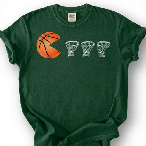 Basketball Pacman Eating Hoops Shirt, Funny Basketball Chomping T-Shirt, Retro Basketball Gamer Tee, Basketball Arcade Gift, Hoops Pacman
