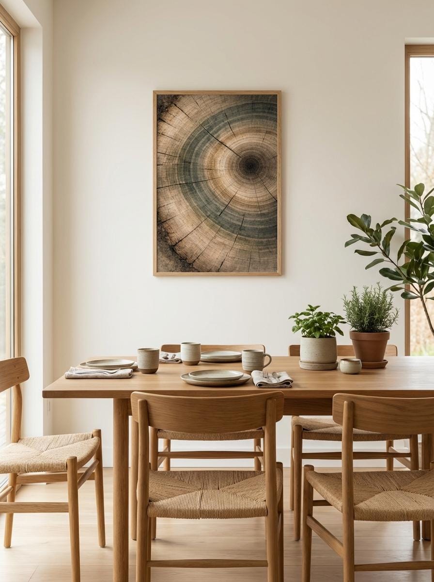 Tree Ring Wall Art Print, Wood Texture Art, Minimal Neutral Decor, Wood Grain Art, Nature Abstract Wall Art