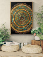 Tree Ring Wall Art, Nature-Inspired Wood Slice Canvas Print, Rustic Home Decor, Abstract Wood Living Room Art, Housewarming Nature Gift