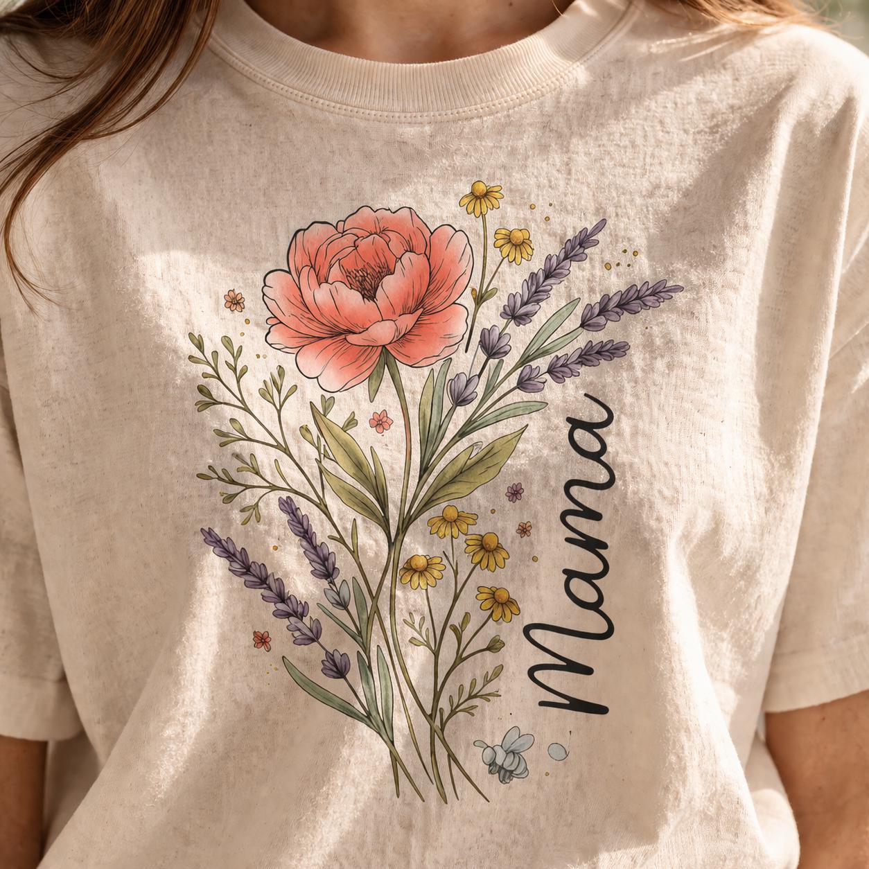 Mama Floral Shirt, Boho Flower T Shirt, Mothers Day Gift, Wildflower Tee, Botanical Mama Shirt, Aesthetic Mom Gift, Soft Vintage Style