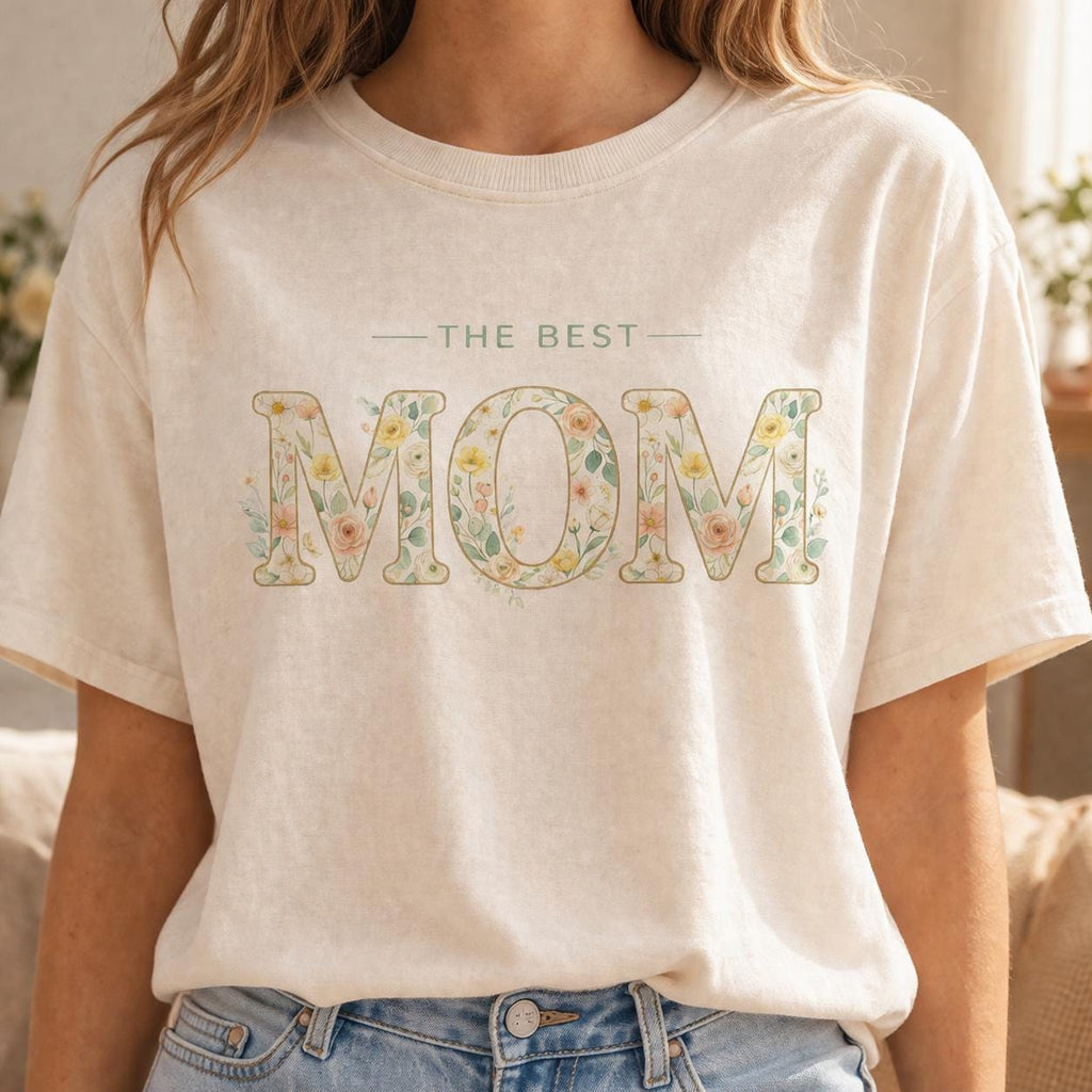 The Best Mom Shirt, Floral Mom T Shirt, Mothers Day Gift, Boho Flower Tee, Aesthetic Mama Shirt, Vintage Style Mom Gift, Cute Mom Tee