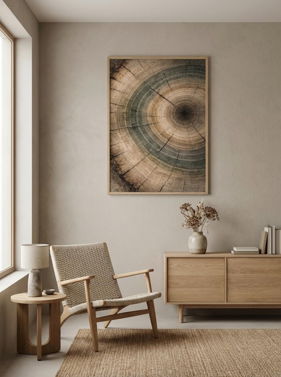 Tree Ring Wall Art Print, Wood Texture Art, Minimal Neutral Decor, Wood Grain Art, Nature Abstract Wall Art