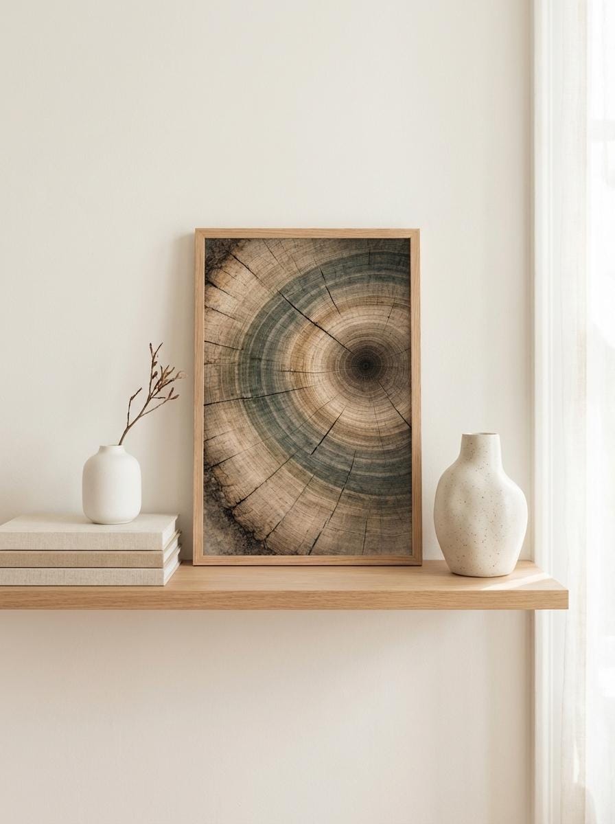 Tree Ring Wall Art Print, Wood Texture Art, Minimal Neutral Decor, Wood Grain Art, Nature Abstract Wall Art