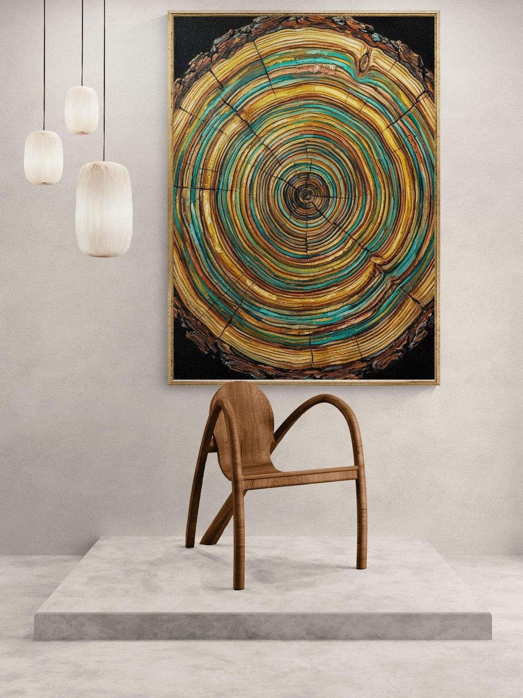 Tree Ring Wall Art, Nature-Inspired Wood Slice Canvas Print, Rustic Home Decor, Abstract Wood Living Room Art, Housewarming Nature Gift