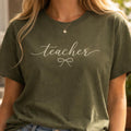 Minimal Teacher Shirt, Script Teacher T-Shirt, Cute Teacher Gift, Aesthetic Teacher Tee, Simple Teacher Outfit, Gift for Her