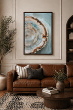 Tree Ring Canvas Art, Framed Wood Slice Nature Decor, Organic Living Room Print