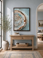 Tree Ring Canvas Art, Framed Wood Slice Nature Decor, Organic Living Room Print