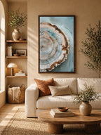 Tree Ring Canvas Art, Framed Wood Slice Nature Decor, Organic Living Room Print