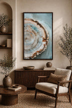 Tree Ring Canvas Art, Framed Wood Slice Nature Decor, Organic Living Room Print